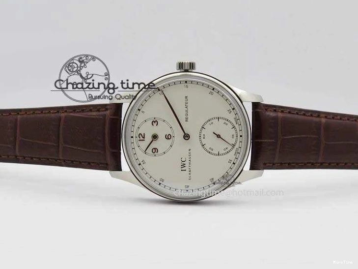 MIROTIME 0331 Sustainable Portuguese IW5444 SS White Dial RG Numbers On Brown Leather Strap A 7256